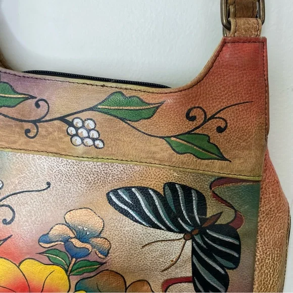 Anuschka Hand Painted Distressed Leather Handbag - Picture 8 of 16